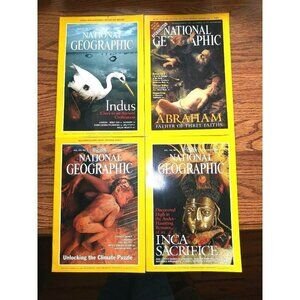VTG Lot of 4 National Geographic Magazines 1998-2001 Indus Inca Abraham Climate